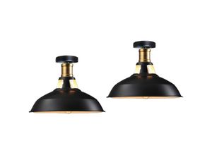 5713441884560 - Deckenlampe Industriell Vintage Deckenleuchte Eisen 27cm Lampenschirm Schwarz&Weiß Lampe für Flur Balkon Treppe - 2 Pack