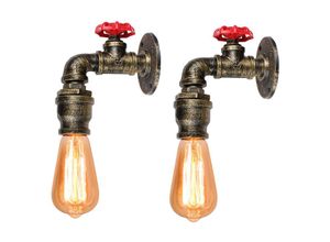 5713441899786 - 2er Wandleuchte Kerze Vintage Industrielle Wasserrohr Wandlampe Kreative Steampunk Art Lampe Decor E27 Fassung Innen für Wohnzimmer Schlafzimmer