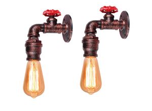 5713441905609 - 2er Wandleuchte Kerze Vintage Industrielle Wasserrohr Wandlampe Kreative Steampunk Art Lampe Decor E27 Fassung Innen für Wohnzimmer Schlafzimmer