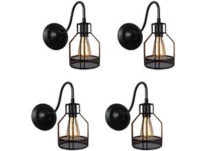 5713441937587 - Axhup - 4x Wandleuchte Vintage Vogelkäfig Wamp Lampe im Industri Design Decor Lampe mit Innenkäfig für Wohnzimmer Esszimmer (Schwarz)