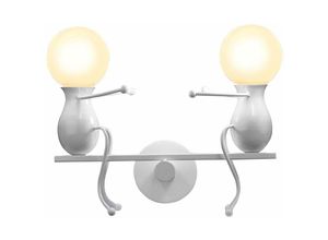 5713441953594 - Axhup - Wandleuchte Kreatives Moderne Einfache Humanoid Wand Lampe im Wippe Form Eisen Halter Innen E27 Art Deco für Wohnzimmer Schlafzimmer (Weiß)