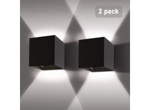 5713441967805 - 2er led Wandlampen 12W Aluminium Wandbeleuchtung Innen Einstellbarer Lichtstrahl Quadratische Lampe für Wohnzimmer Schlafzimmer (Schwarz Kaltweiß)