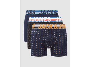 5713757524488 - Jack & Jones - 3er-Pack Unterhosen in Marineblau und Schwarz mit punktförmigem und geometrischem Muster-Black