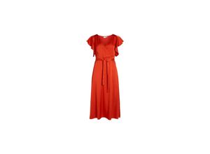 5713789769611 - VILA Midikleid Carolina Tigerlily Unifarben Orange - Gr 38