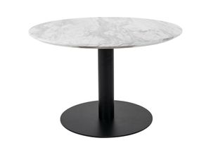 5713917005451 - Ebuy24 - Bologna Couchtisch Ø70 cm Marmoroptik schwarze Beine weiß - Weiß