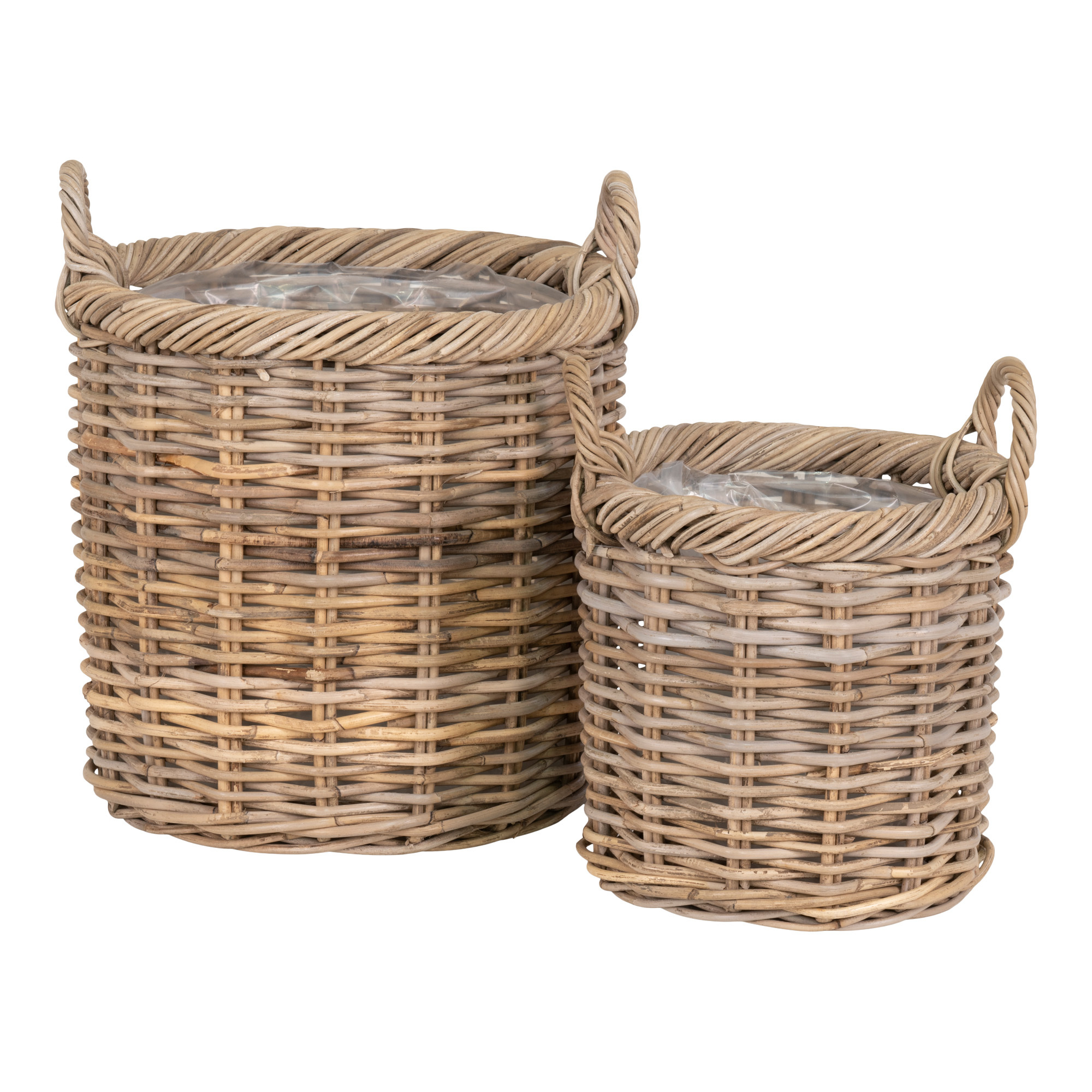 5713917015412 - Runder Korb aus Kubu-Rattan mit Griffen und Kunststoff-Innenausstattung Gili (x2) 5713917015412 - Runder Korb aus Kubu-Rattan mit Griffen und Kunststoff-Innenausstattung Gili (x2)