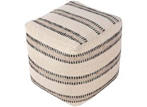 5713917024025 - Bally Pouf handgewebt 40x40cm offwhite grau - Offwhite