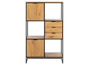 5713941247131 - Bücherregal ACTONA GROUP Swindon Standregal braun B85cm H141cm T40cm Regale Regal Metallgestell 4 Einlegeböden asymmetrischen Details