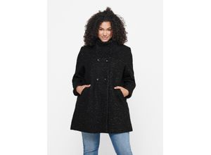 5714912593523 - Kurzmantel ONLY CARMAKOMA CARNEWSOPHIA WOOL COAT OTW Damen Gr M (46 48) schwarz (schwarz detailmelange) Web Obermaterial 70% Polyester 30% Wolle meliert modisch Langarm Mäntel