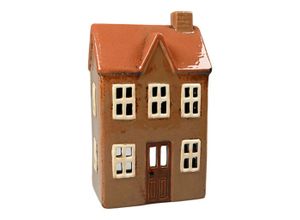 5715049592571 - Det Gamle Apotek Braunes Keramikhaus für Teelicht 12 x 8 x 21 cm