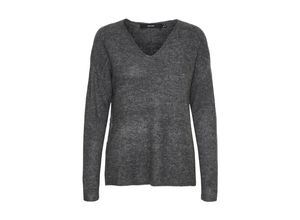 5715104206153 - VERO MODA V-Pullover VMCREWLEFILE LS V-NECK BLOUSE NOOS Medium Grey Melange Unifarben Grau - Gr XS