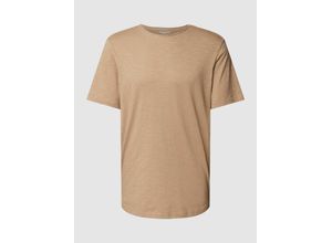 5715106626133 - Jack & Jones Essentials - Longline-T-Shirt in Beige mit abgerundetem Saum und ungesäumten Kanten-Neutral