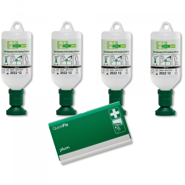 5715205008342 - Starterset Augen-Spülung 4×500 ml 09 % + QuickFix Spender leer EN 15154-4 Haltbarkeit 35 Jahre 5715205008342 - Starterset Augen-Spülung 4×500 ml 09 % + QuickFix Spender leer EN 15154-4 Haltbarkeit 35 Jahre