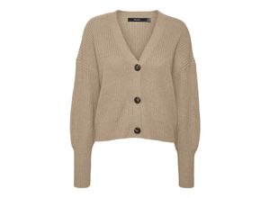 5715213785280 - - Strickjacke mit V-Ausschnitt und langen Bündchen in Beige-Neutral