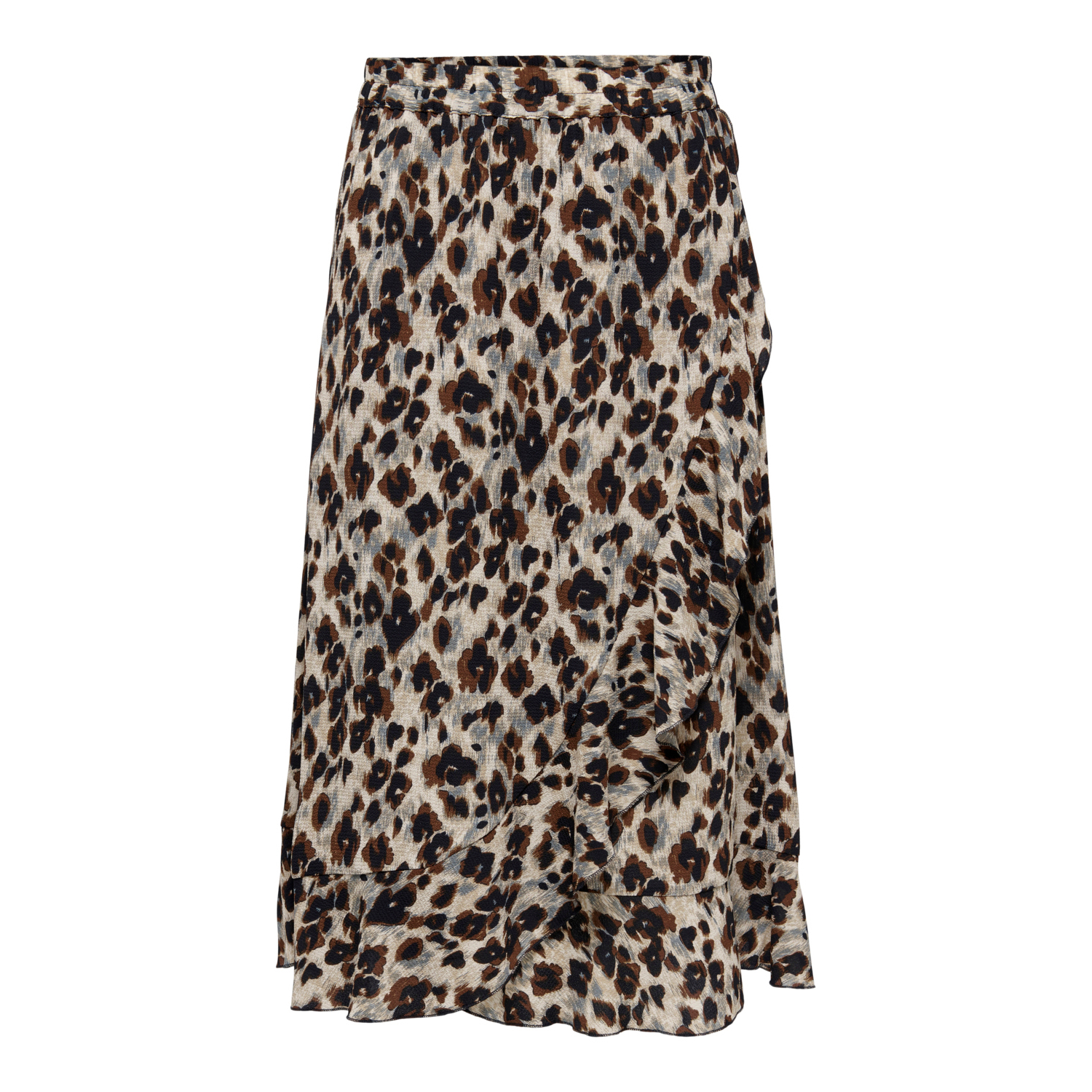 5715221079074 - Onlcarly Flounce Long Skirt WVN NOOS Mittellanger Rock leopard in S