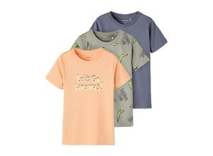 5715223642207 - - T-Shirt NMMHANS 3er Set in forest fog Gr86