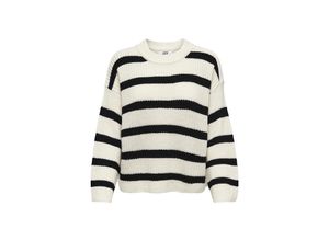 5715224599456 - JDY Streifenpullover JDYJUSTY L S STRIPE PULLOVER KNT NOOS Eggnog BLACK Gestreift Weiß - Gr L