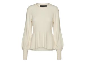 5715307731674 - VERO MODA Rundhalspullover Holly Birch Unifarben Weiß - Gr S