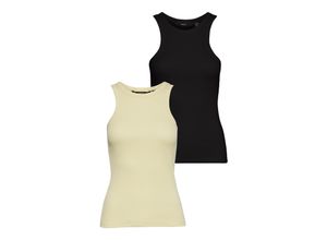 5715308210031 - VERO MODA Tank Top Natasha Lemon Meringue Black Unifarben Gelb - Gr XS