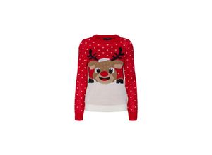 5715308280652 - VERO MODA Weihnachtspullover Iceland Chinese Red Motivprint Rot - Gr M