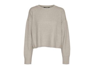 5715308828472 - VERO MODA Rundhalspullover Doffy Silver Mink Melange Unifarben Braun - Gr XS