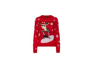 5715312718677 - VERO MODA Weihnachtspullover Rudolf Chinese Red Motivprint Rot - Gr S