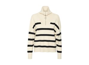 5715313080148 - VERO MODA Troyer VMSABA STRIPE LS HIGHNECK BLOUSE GA NOOS Birch BLACK Gestreift Weiß - Gr XL