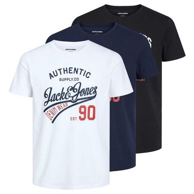 5715315670422 - Jack & Jones T-Shirt 3er Pack Herren Baumwolle blau gemustert