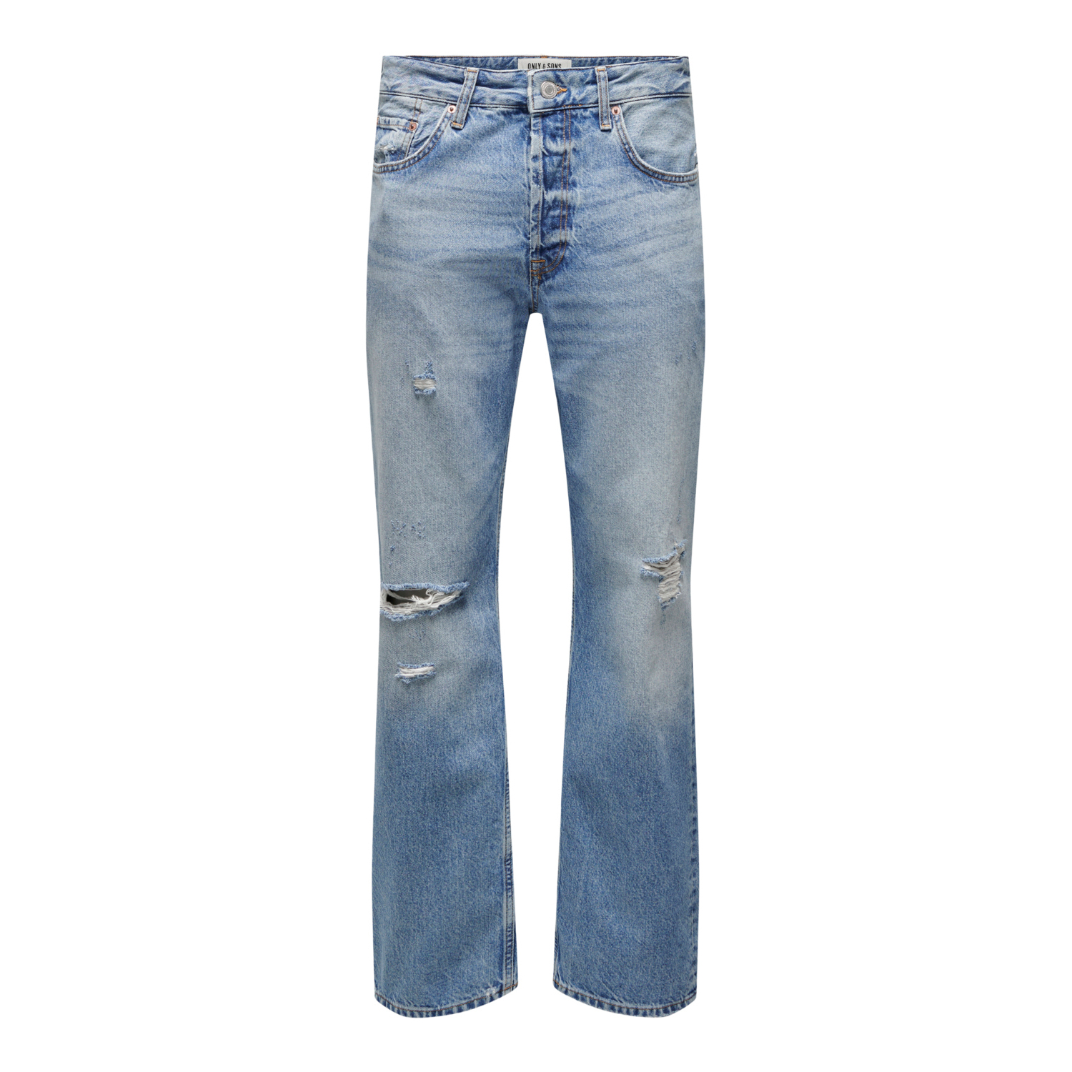 5715317859054 - - Edge - Locker geschnittene Jeans in heller Waschung mit Rissen-Blau