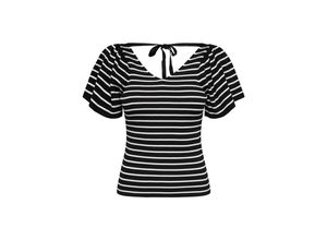 5715323864530 - ONLY T-Shirt Leelo Stripe Black CLOUD DANCER Gestreift Schwarz - Gr XS