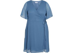 5715358932808 - VILA Kleid Wickel-Ausschnitt Bindegürtel für Damen blau 48