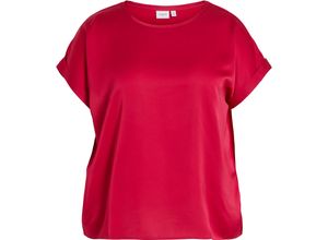 5715359327955 - VILA T-Shirt Curve Rundhals Satin-Look für Damen rot 48