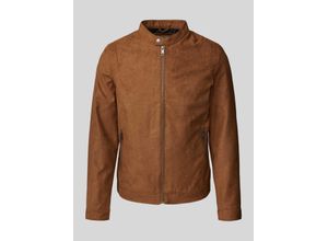 5715363335946 - Jack & Jones Essentials - Bikerjacke aus Kunstwildleder in Hellbraun