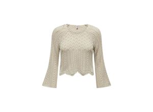 5715368368963 - ONLY Ajourpullover Nola Life Feather Gray Unifarben Beige - Gr S