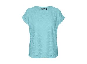 5715369970639 - VERO MODA Rundhalsshirt Maya Limpet Shell Unifarben Türkis - Gr S