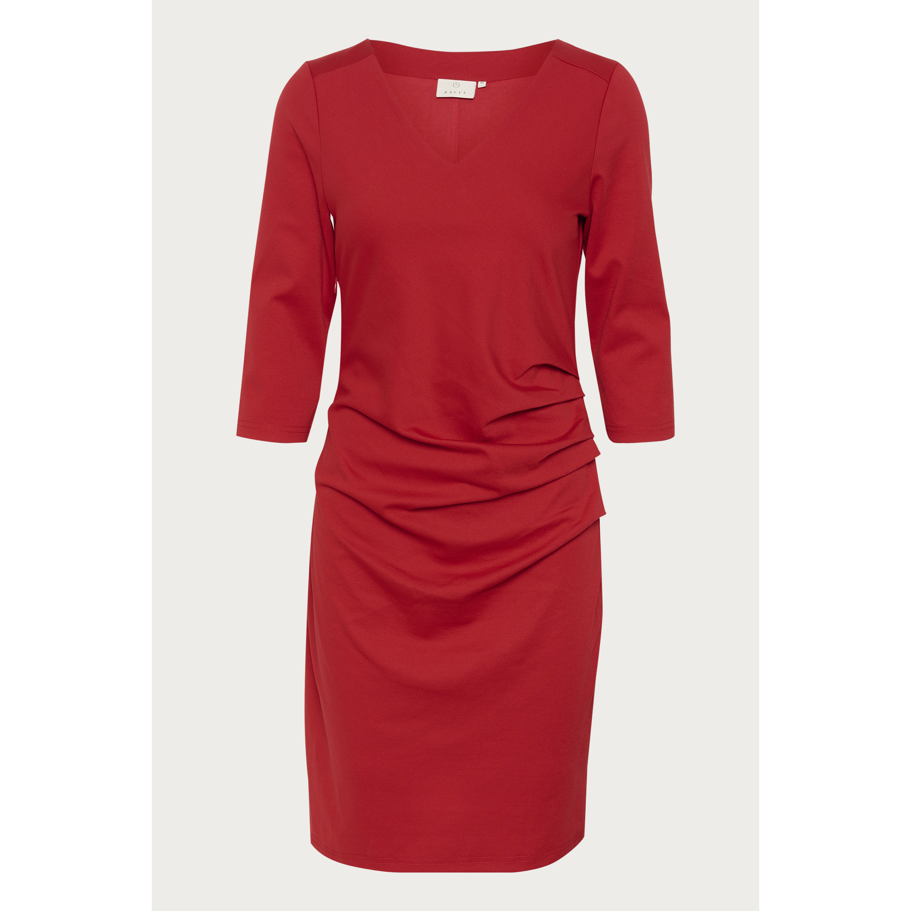 5715375895803 - Enganliegendes Kleid mit V-Ausschnitt und langen Ärmeln für Damen KAFFE India 3 4