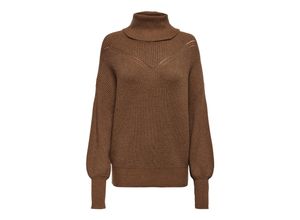 5715414464069 - ONLY Rollkragenpullover Katia LS Friar Brown Melange Unifarben Braun - Gr S