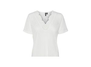 5715416980581 - VERO MODA V-Shirt Sao Snow White Unifarben Weiß - Gr XS