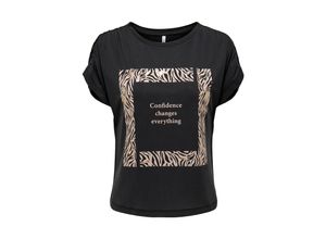 5715420352305 - ONLY T-Shirt Free Life Black Zebra Motivprint Schwarz - Gr XS