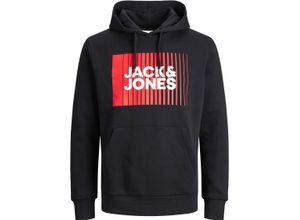 5715423942435 - ORIGINALS by JACK & JONES Hoodie Kapuze Logo-Print für Herren schwarz XL