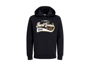 5715423958986 - JACK & JONES Hoodie JJELOGO SWEAT HOOD 2 COL 23 24 Black Logoprint Schwarz - Gr S