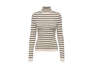 5715424975326 - ONLY Rollkragenpullover ONLKAROL L S ROLLNECK PULLOVER KNT NOOS Whitecap Gray Black Small Stripes Gestreift Weiß - Gr M