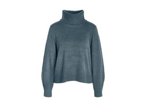 5715428753937 - NOISY MAY Rollkragenpullover Friva Stormy Weather Unifarben Blau - Gr S