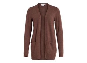 5715429363111 - VILA Cardigan VIRIL OPEN L S KNIT CARDIGAN - NOOS Shaved Chocolate DARK MELANGE Unifarben Braun - Gr S