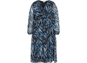 5715429775075 - VILA Blusenkleid Langarm V-Ausschnitt für Damen blau 44