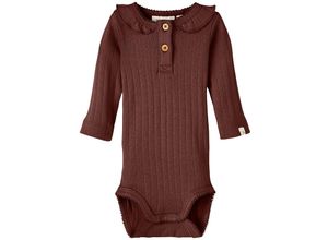 5715430053698 - Lil Atelier - Rippstrick-Body NBFRACHEL mit Bubikragen in rum raisin Gr74