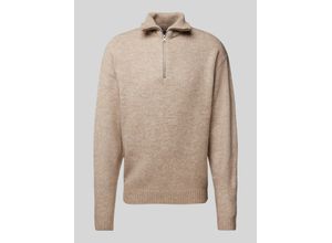 5715430531837 - Jack & Jones - Oversize-Pullover in Beige mit kurzem Reißverschluss-Neutral