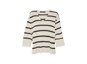 5715433065667 - VERO MODA V-Pullover Saba Birch Black Gestreift Weiß - Gr M