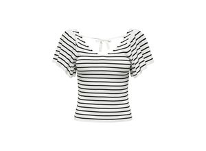 5715501235268 - ONLY T-Shirt Leelo Stripe Eggnog BLACK Gestreift Weiß - Gr M