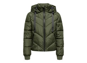 5715502226371 - JDY Steppjacke JDYSKYLAR SHORT PADDED HOOD JACKET HAB Forest Night Unifarben Grün - Gr S